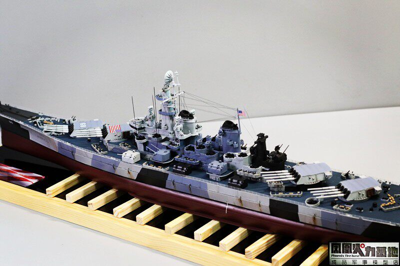 Модель военного корабля 1/350也火成品美国海军战列舰蒙大拿级bb-68俄亥俄号m9重型舰炮版