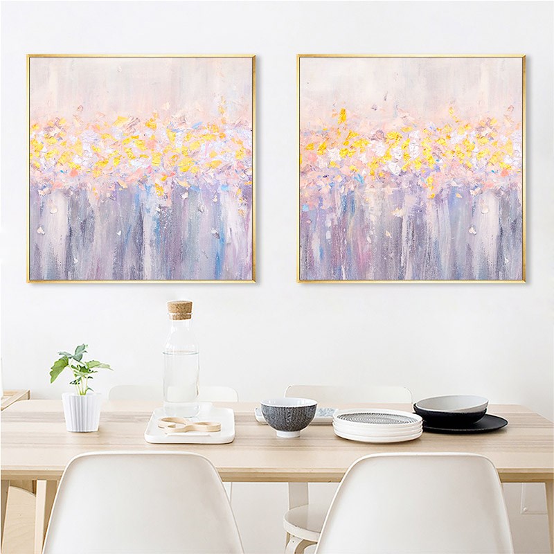 Oil painting Hand painted light luxury pink flowers Modern entrance Nordic hanging painting Living room background dining room beauty salon decorative painting
