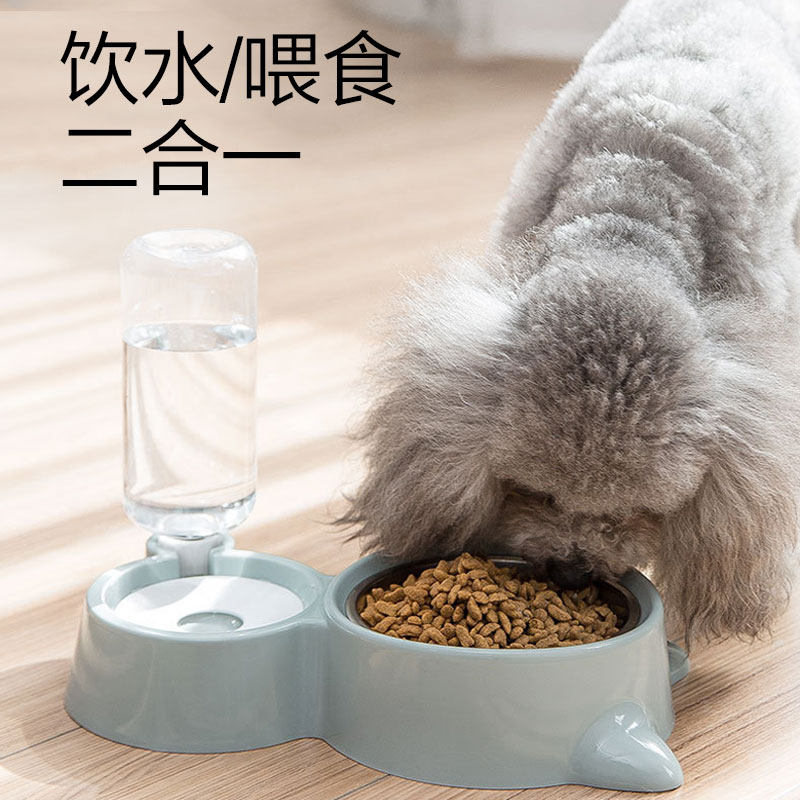 Cat automatic feeder two-in-one water feeding one dog drinker double bowl pet supplies dog bowl cat bowl drinking water