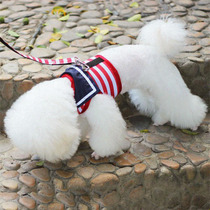 Dog Traction Rope Chest Harness Dog Rope Kitty Navy Wind Walk Dog Vest Type Small Dog Defense Off and Bite Break