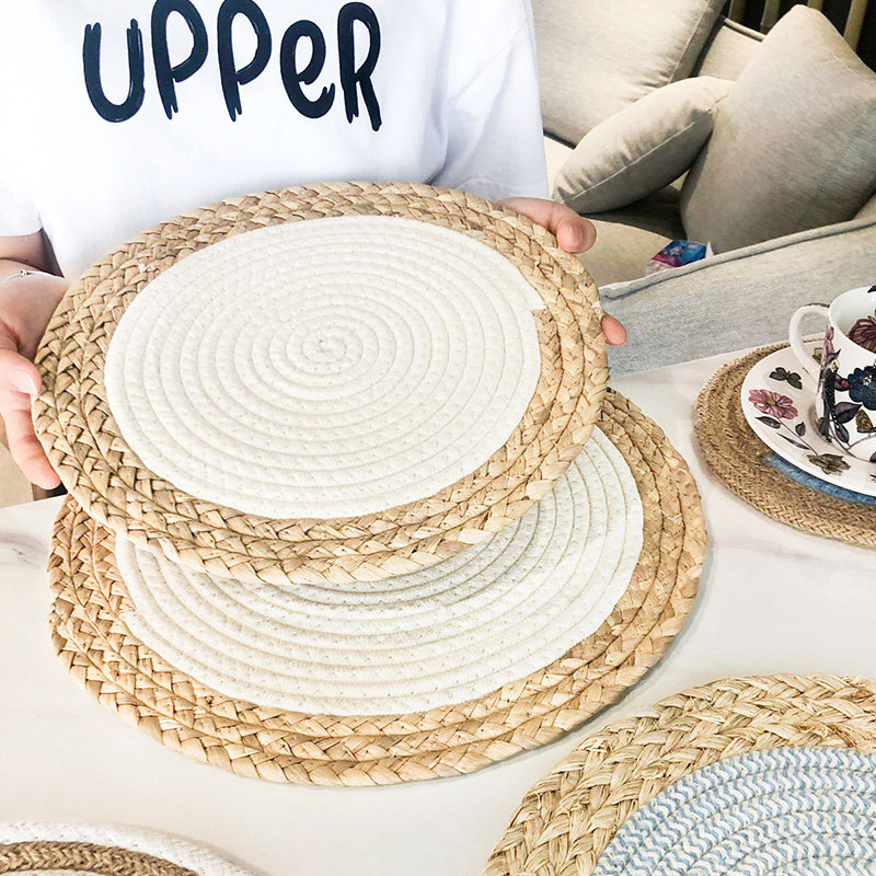 Handmade straw coaster anti-scalding table mat heat insulation pad ins wind household pot pad bowl plate mat table mat Japanese style