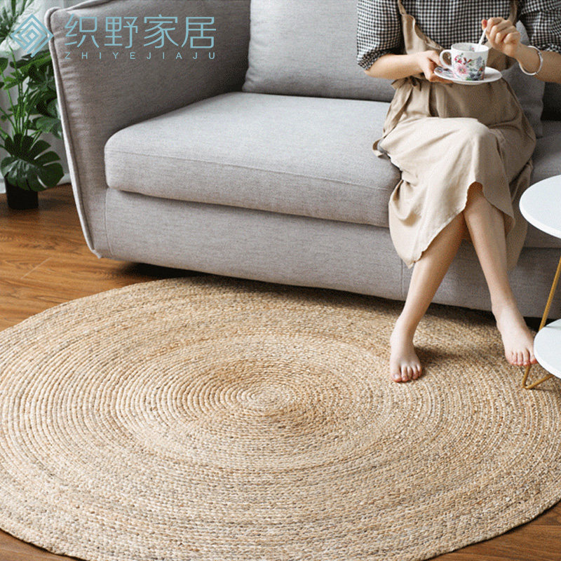 Round Day Style Living Room Bedroom Sofa Handmade Water Grass Weave Carpets Ins Wind Nordic Minimalist Home Photography Mat