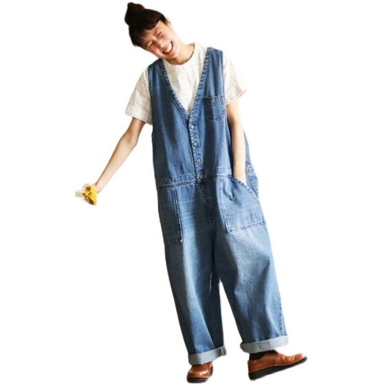 舒适可爱简洁四季穿新款2024日本贵牌宽松背带裤连体裤连身马甲