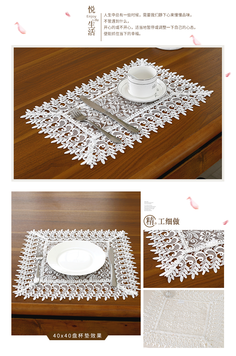 Châu âu Ren Coaster Chiếu Bảng Vòng Vuông Cách Nhiệt Bát Thảm Pads Vải Chén Thảm khăn trải bàn để dưới kính