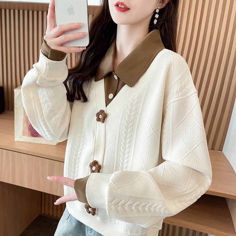 Fake Two-Piece Nursing Sweatshirt, New Style for Trendy Moms, Loose Polo Shirt for Spring and Autumn, Versatile Autumn Wear, Postpartum Nursing Top Fake Two-Piece Nursing Sweatshirt, New Style for Trendy Moms, Loose Polo Shirt for Spring and Autumn, Versatile Autumn Wear, Postpartum Nursing Top