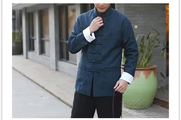 Phong cách Trung Quốc Tang phù hợp với quần áo nam giới trẻ trung và retro Trung Quốc Slim Han dịch vụ trà áo dài Trung Quốc đồ bộ kiểu