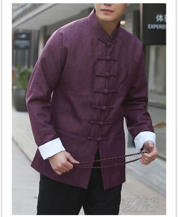 Phong cách Trung Quốc Tang phù hợp với quần áo nam giới trẻ trung và retro Trung Quốc Slim Han dịch vụ trà áo dài Trung Quốc đồ bộ kiểu