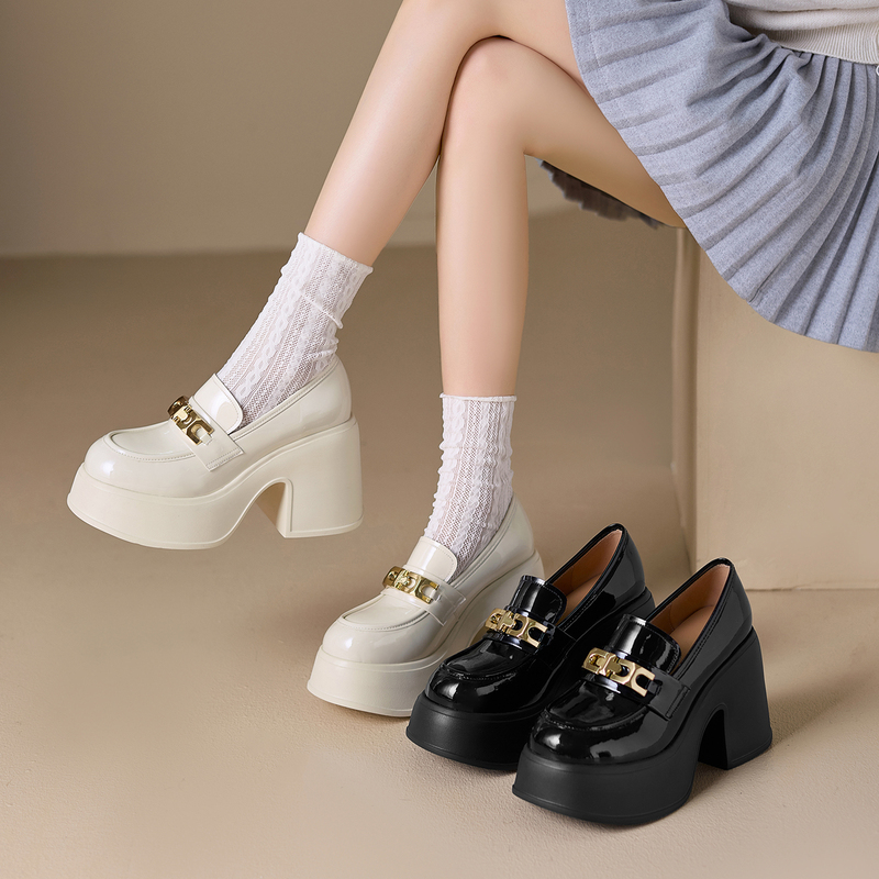 2026 New Style 10cm Thick-Soled Loafers for Women, Genuine Leather Chunky Heel Shoes, Ultra-High Heels for Petite Women, Short Women's Leather Shoes 2026 New Style 10cm Thick-Soled Loafers for Women, Genuine Leather Chunky Heel Shoes, Ultra-High Heels for Petite Women, Short Women's Leather Shoes