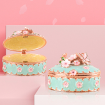 Enamel Japanese cherry jewelry box jewelry bracelet necklace ring mini-collection box girls gift decoration