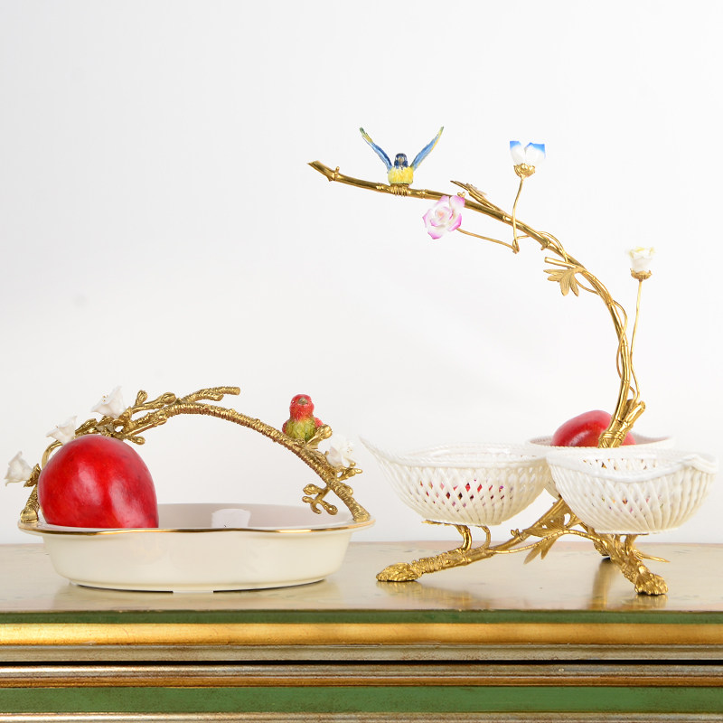 Diffleo copper with ceramic fruit plate living room tea couple parts American dining room modern light luxury home decoration
