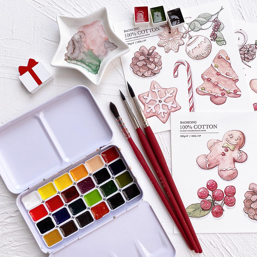 German Sminker College Grade Koshi 24 colors Solid watercolor pigment trial dispense 1ml mini dispense