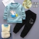 Quần áo trẻ em mùa thu và mùa đông cho trẻ em 1-2-3 tuổi Trẻ em mùa đông hai mảnh cộng với quần áo nhung dày phù hợp với quần áo thủy triều