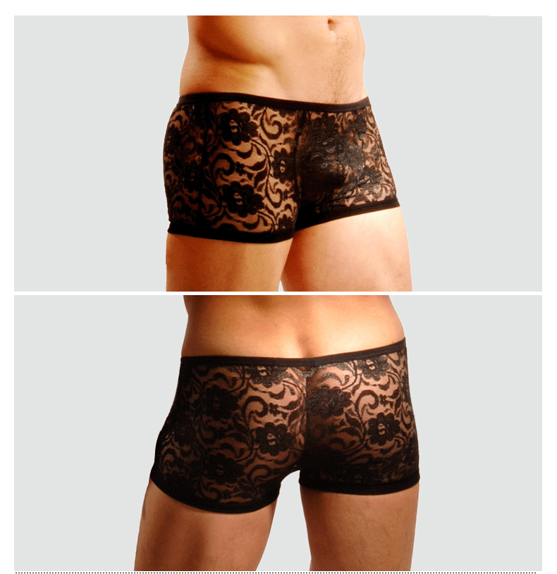 Vibrant Dragon Quần lót ren nam Túi xách nam trong suốt Quần short lưới Boxer Quần short phối cảnh mỏng Đồ lót gợi cảm sip cotton cao cấp