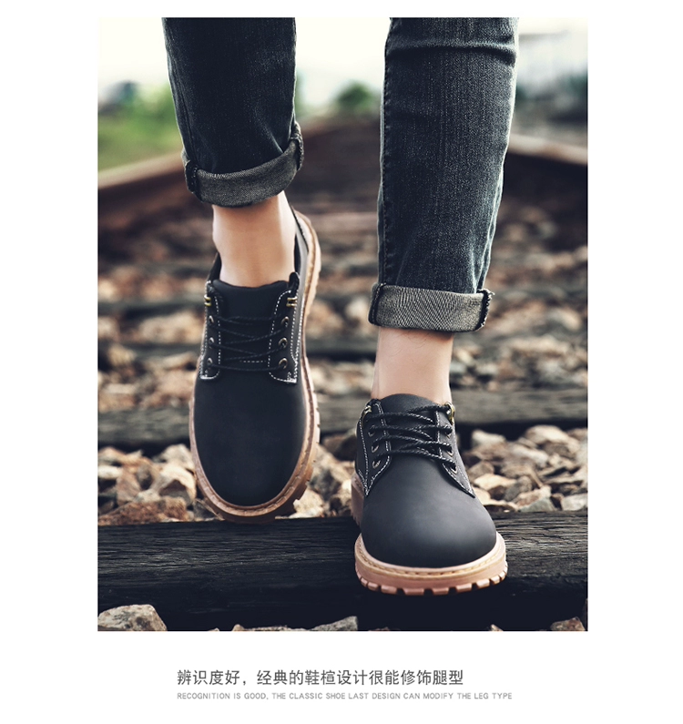 Booties Giày đế thấp cho nam Martin Boots Giày lớn Giày Anh Giày thông thường Giày da nam hoang dã Retro