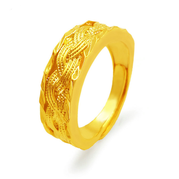 Việt Nam Shajin Twist Ring cho nam và nữ trong một thời gian dài mà không giảm tiền tệ châu Âu giả vàng giả vàng bóng lấp lánh nhẫn mạ vàng - Nhẫn nhẫn nam đẹp