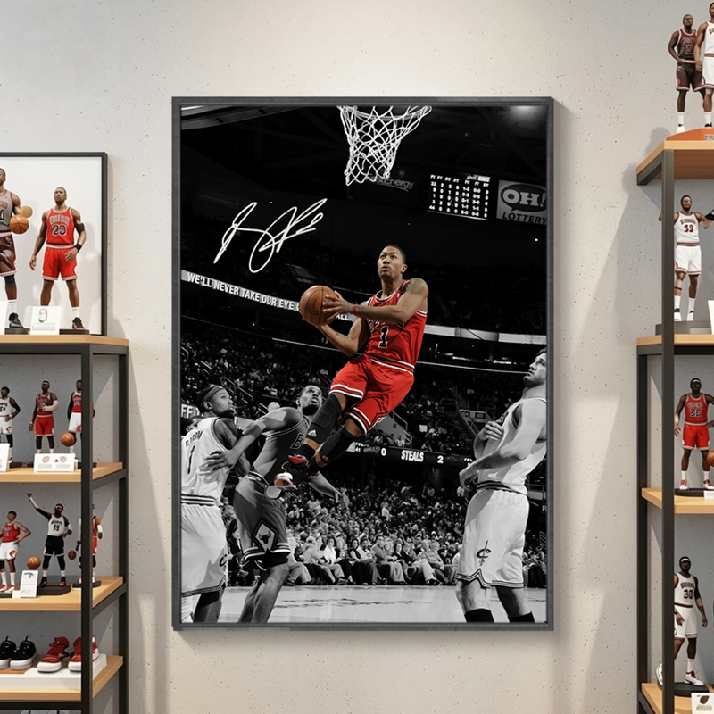 Basketball Star Signature Poster Decorative Painting Boy's Bedroom Study Inspirational Hanging Painting Children's Room Kobe Curry Mural