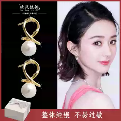 2020 New Tide bow earrings female temperament Joker Korean Net Red personality simple pearl earrings