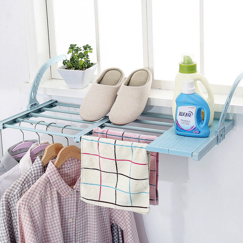 Window sill Clothes Hanger Adjustable Telescopic Balcony Sunning Shoe Rack Multifunction hanging window sill Clothes Rack can be folded and dried