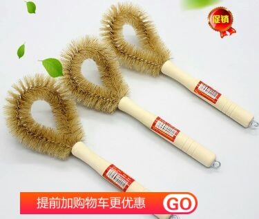 3 kitchen non-oil pan brush natural fiber palm tree hair does not hurt the pan long handle bowl brush pan brush artifact
