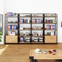 LOFT Industrial Wind office iron bookshelf landing Nordic storage solid wood bookcase custom metal shelf