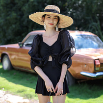 Swimsuit female sexy conjoined 2021 New Conservative thin Belly Belly slightly fat mm size Super fairy small chest swimsuit