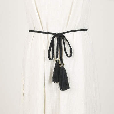 Thin waist rope, pure cotton thread, twisted braided tassels, retro style, extended decoration, Hanfu, versatile dress, with a waist belt for women