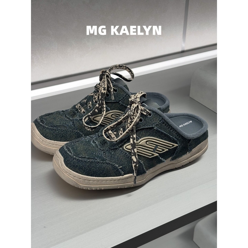Mg Kaelyn/18Th Generation Hamptons Half-Slipper Women's 2026 Summer New Denim Casual Closed-Toe Mule Slippers