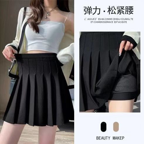 2026 Korean Style Spring, Autumn and Summer New Niche Pleated Skirt Short Skirt Elastic Waist Slimming Solid Color Half Skirt ins Trendy