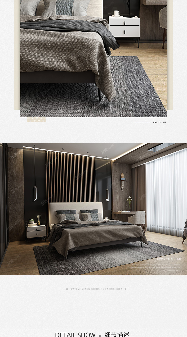 Rời Bắc Âu phong cách IKEA giường vải master bedroom Scandinavian hiện đại nhỏ gọn căn hộ nhỏ quần nội thất phòng ngủ - Giường mẫu giường đẹp