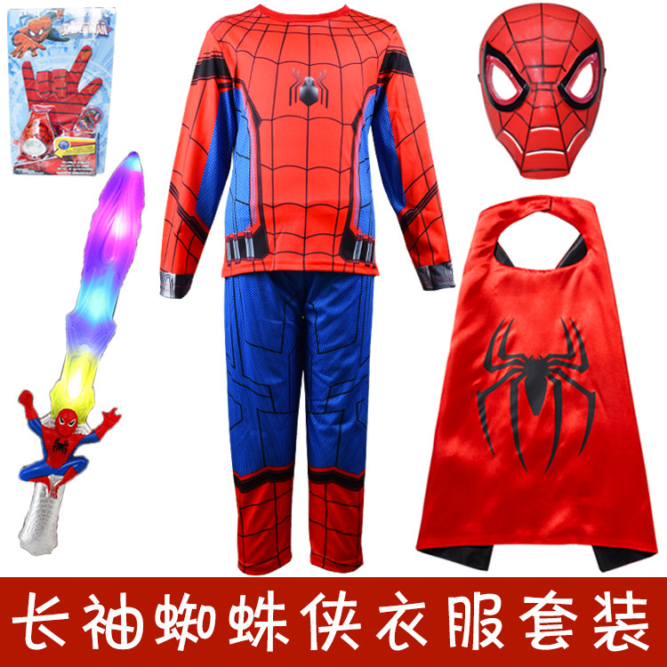 Children Spiderman clothes Long sleeves Spring summer clothes Boy clothing Boy Superman The Beatles Light Sword Face Toy Sets