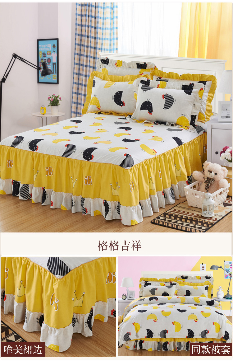 bông Hàn Quốc một mảnh giường bông váy công chúa màu hồng gió lá sen ren bedspread 1,8 m tấm trượt sản phẩm duy nhất - Váy Petti váy giường