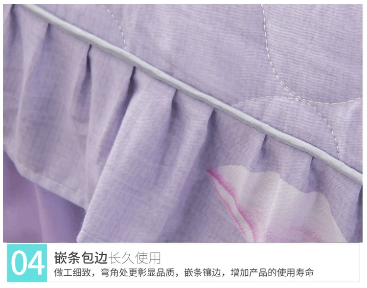 Công chúa Hàn Quốc chăn bông đơn chiếc váy ngủ cotton dày chống trượt 1,5 / 1,8m ren trải giường