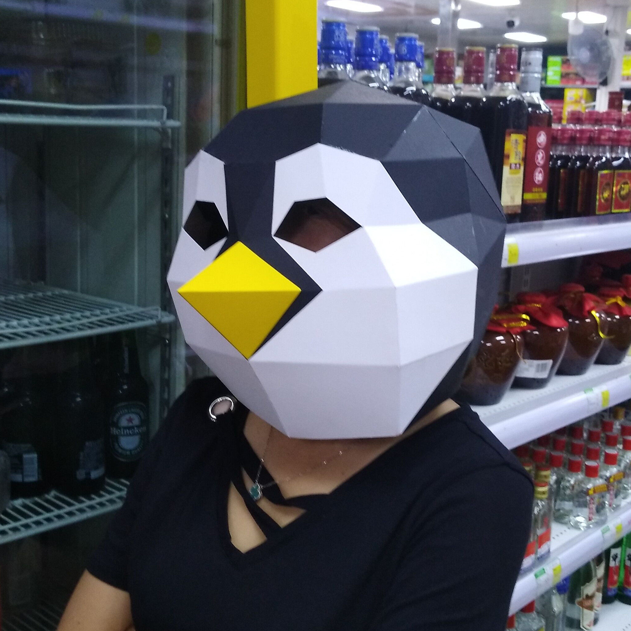 Penguin mask headgear creative paper DIY handmade animal cartoon party prom wedding shooting props cos tide