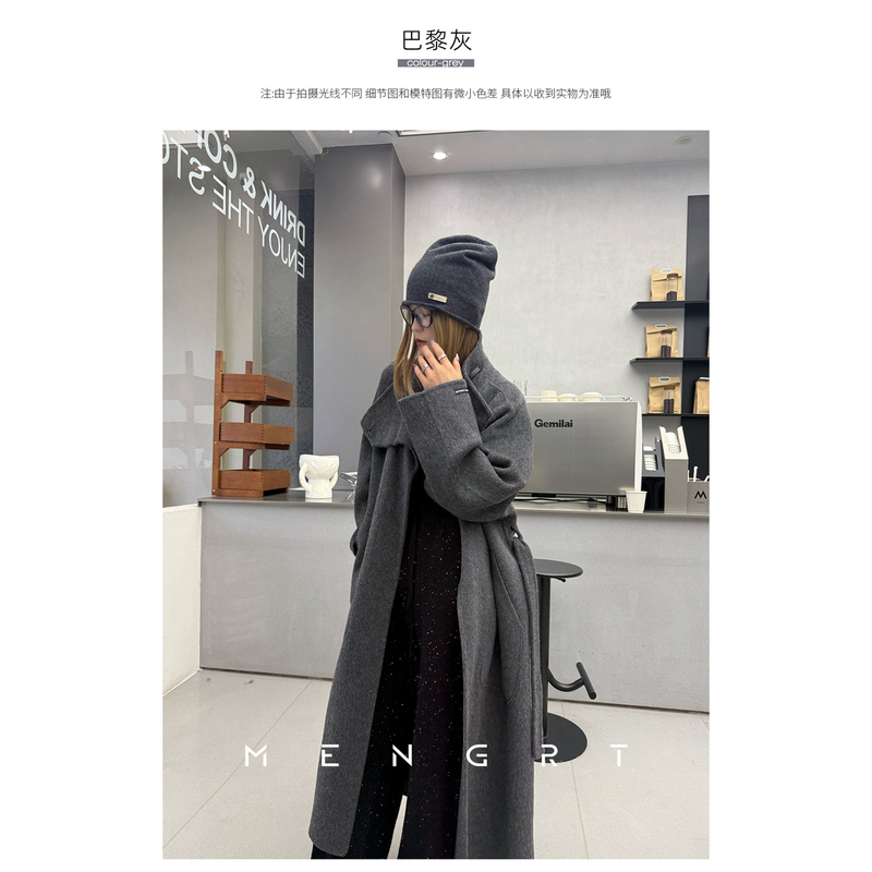 High-End Feel~Long Korean-Style Alpaca Wool Stand-Collar Woolen Coat for Women, 2026 New Double-Sided Cashmere Coat