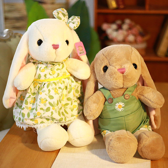 Cute bunny plush toy doll, long-haired bunny doll, children's birthday gift, doll pillow for girls