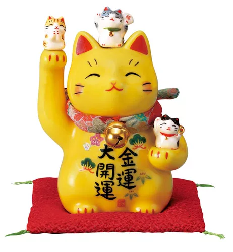 Подлинный японский фармацевт печь для стимулирования черно-желтого богатства желтая кошка черная кошка керамическое украшение подарки