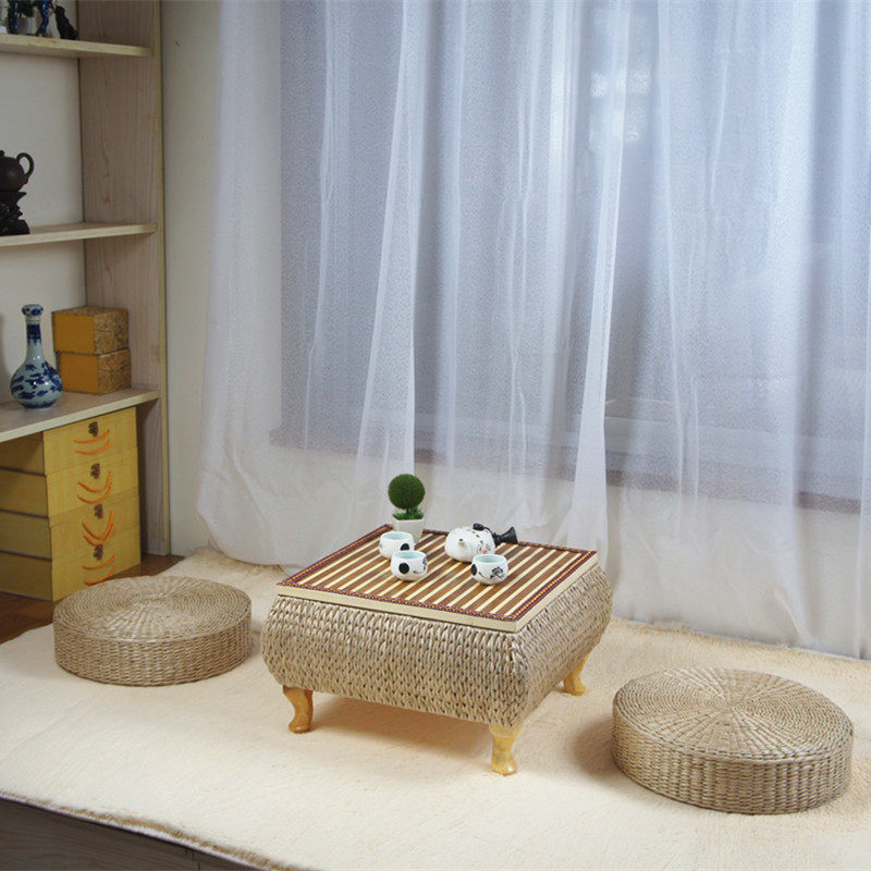 Short table storage tea table Mini window sill Decorative Small Table Casual Grass Tatami Tea Table Combination