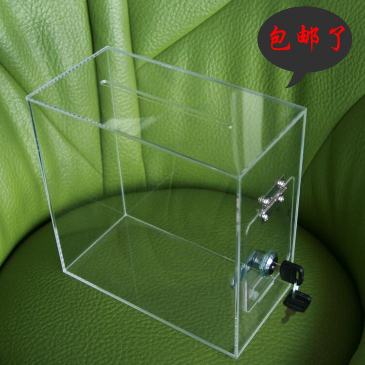 Acrylic transparent with lock suggestion box waste ticket please give business card donation box free self-adhesive copybook