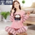 Bộ đồ ngủ mùa xuân và mùa thu của phụ nữ cotton dài tay phù hợp với chất béo MM cỡ lớn hoạt hình ngọt ngào sinh viên có thể mặc đồ cotton tại nhà