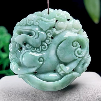 Burmese fidelity natural jade a-grade pixiu round brand yuanbao kirin pendant for men and women jade pendant double-sided jade pendant