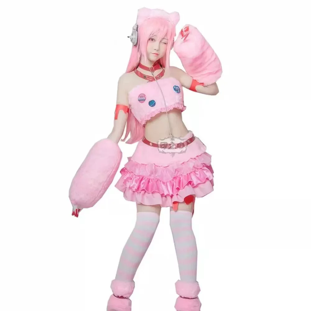 Косплей анимационный сервер SUPERSONICO, супер Соня, агрессивная панда-девочка, полный комплект одежды, розовый