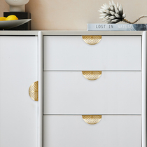 Leaf drawer handle pure copper cabinet door wardrobe new Chinese style modern minimalist European style American light luxury brass door handle