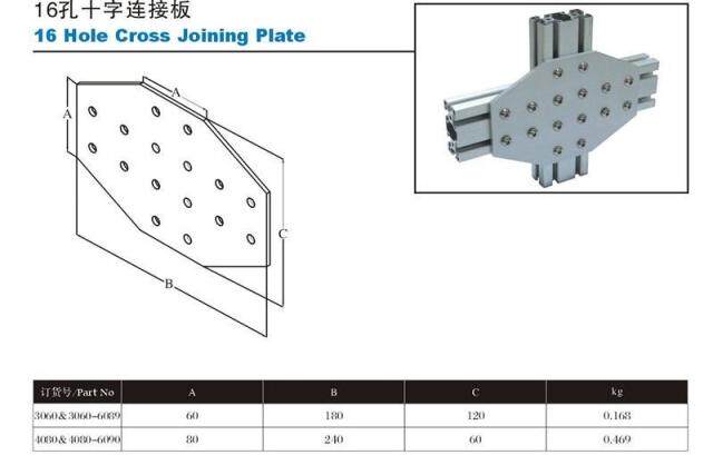 Aluminum profile accessories 16 hole cross connecting plate Aluminum plate 30603060 40804080
