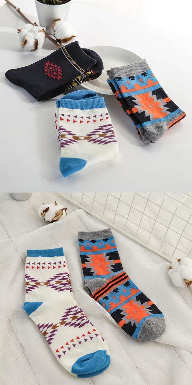 Chạy mô hình Cặp đôi mùa đông Jacquard trong vớ phối đồ vớ cotton thoải mái Vớ nữ WA5 vớ nữ