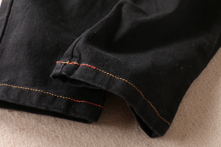 Mùa thu quần jeans đen nữ thun eo buộc quần giản dị Quần lọt khe WA14 quần áo nữ mùa hè đẹp