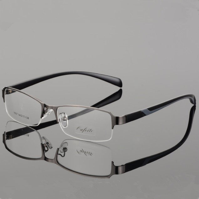 Half-frame myopia glasses men's business discoloration ultra-light anti-blue light anti-radiation finished product with lens 100-500 degrees