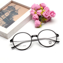 Men and women round retro trend full-frame myopia glasses ultra-light frame plastic steel eyes finished resin with lens