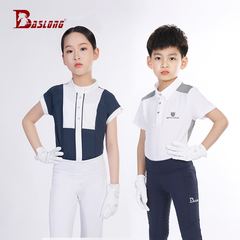 Eight-size dragon child equestrian T-shirt spring and summer new short sleeve blouses equestrian clothing girls riding horseback riding gear