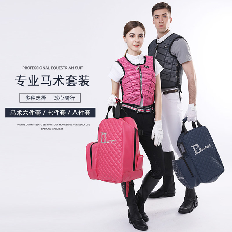 Spring and summer equestrian suits suit adult equestrian equipment short sleeves T-shirt horse pants horse boot gloves helmet armor rider bag 