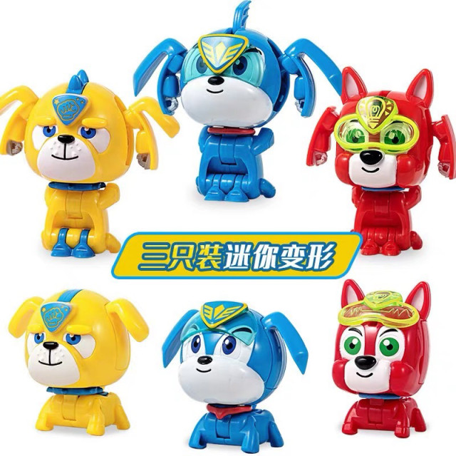 Sanbao Adventure Puppy Gang Dorje Xiaobo Diandian Tianbao Chi Chi Transformation Robot Children's Set Boy Toy
